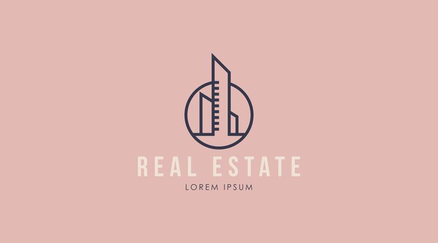 Vector de concepto de diseño de logotipo inmobiliario. Plantilla de logotipo de edificio moderno