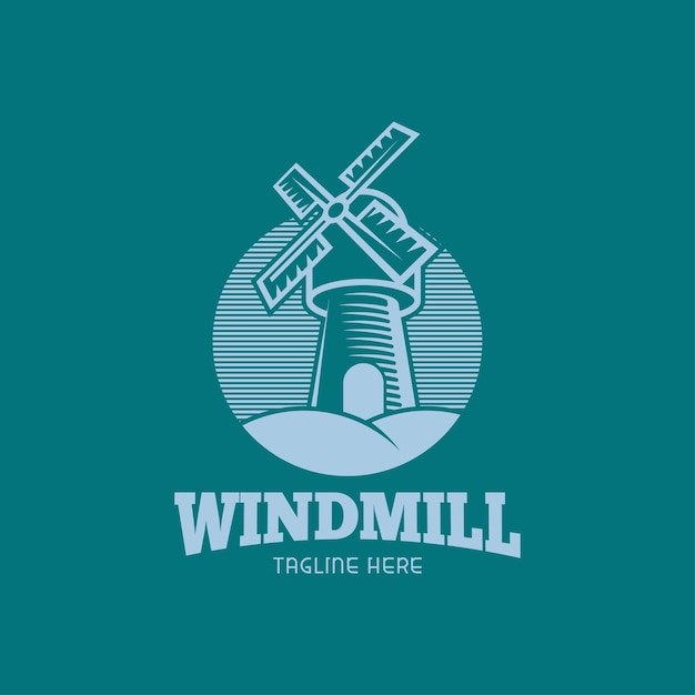 Vector de concepto de diseño de logotipo de molino de viento Vector de concepto de diseño de logotipo de edificio