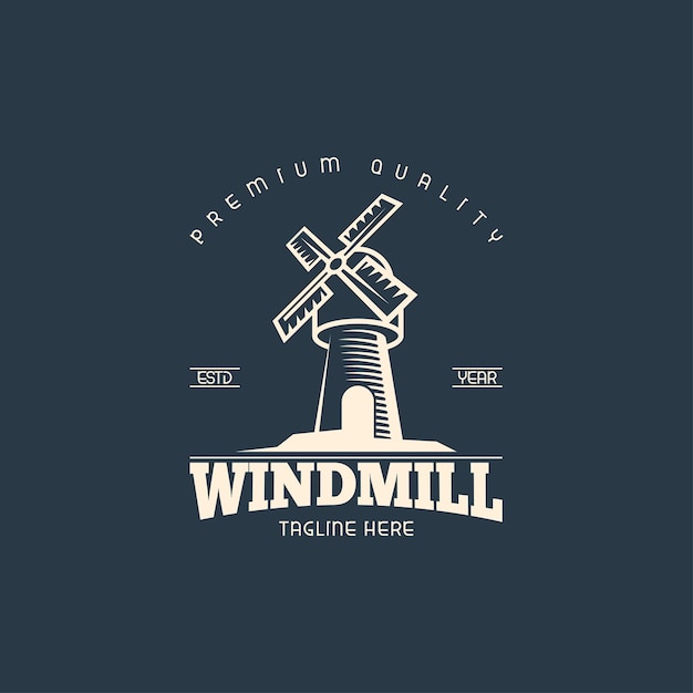 Vector de concepto de diseño de logotipo de molino de viento Vector de concepto de diseño de logotipo de edificio