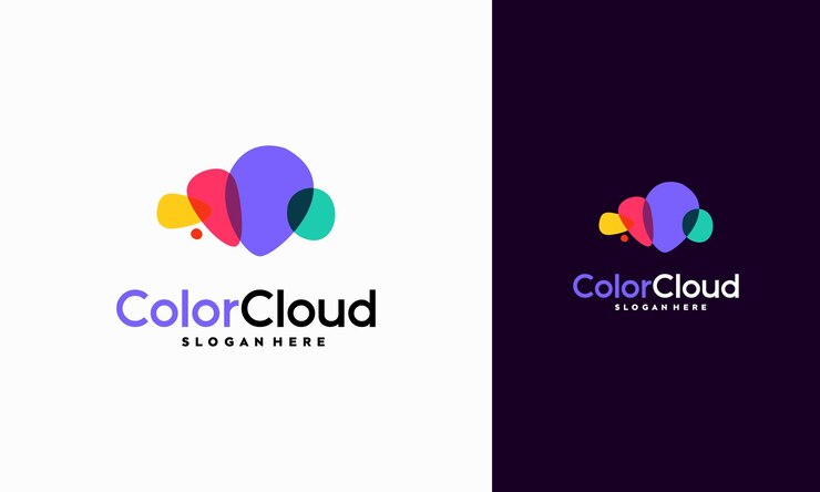 Vector vector de concepto de diseño de logotipo de nube colorido abstracto vector de logotipo de tecnología de nube