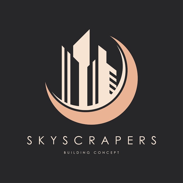 Vector de concepto de diseño de logotipo de rascacielos