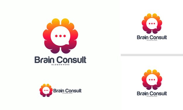 Vector de concepto de diseños de logotipo de Brain Consult, icono del logotipo de cerebro