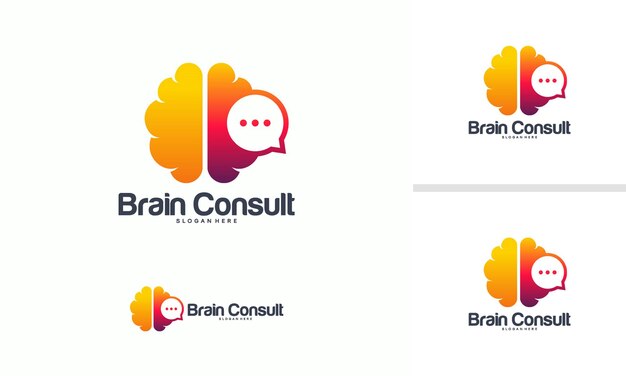 Vector de concepto de diseños de logotipo de Brain Consult, icono del logotipo de cerebro