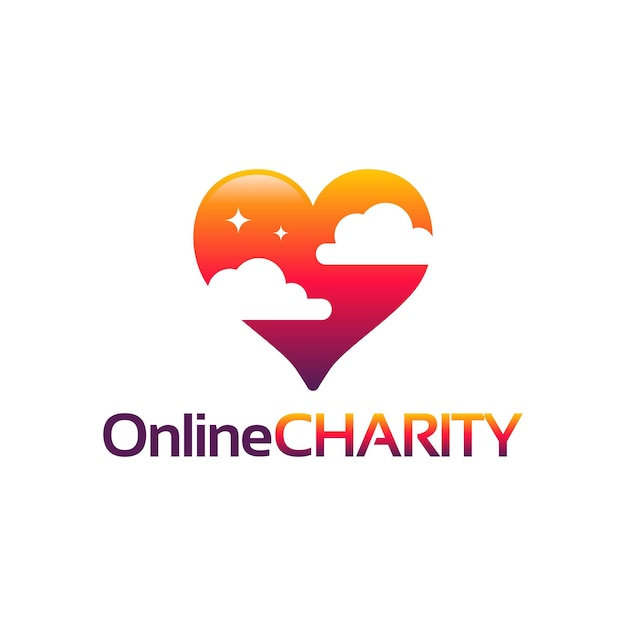 Vector vector de concepto de diseños de logotipo de caridad en línea, plantilla de logotipo de amor