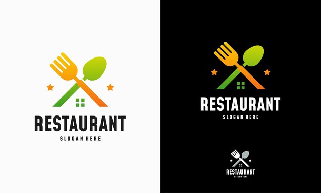 Vector de concepto de diseños de logotipo de casa de comida moderna, icono de símbolo de logotipo de restaurante