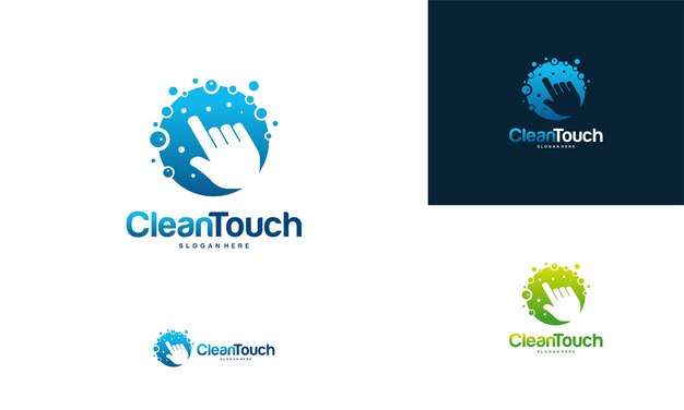 Vector de concepto de diseños de logotipo clean touch, plantilla de logotipo simple clean, símbolo del logotipo de limpieza en línea