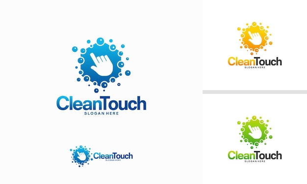 Vector de concepto de diseños de logotipo clean touch, plantilla de logotipo simple clean, símbolo de logotipo de limpieza en línea