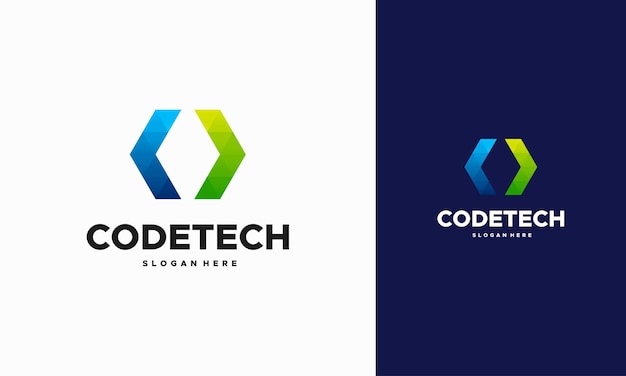 Vector vector de concepto de diseños de logotipo de codificación moderna, vector de icono de logotipo de tecnología de programador