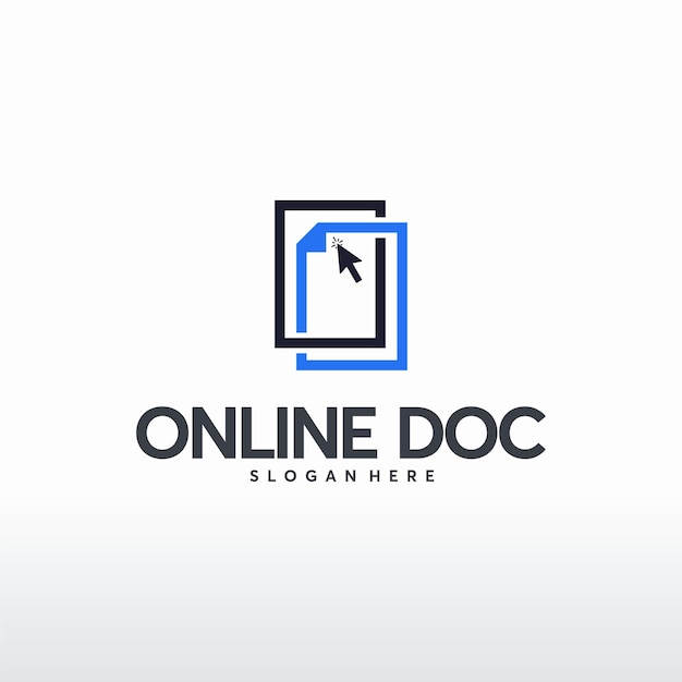 Vector de concepto de diseños de logotipo de documento en línea