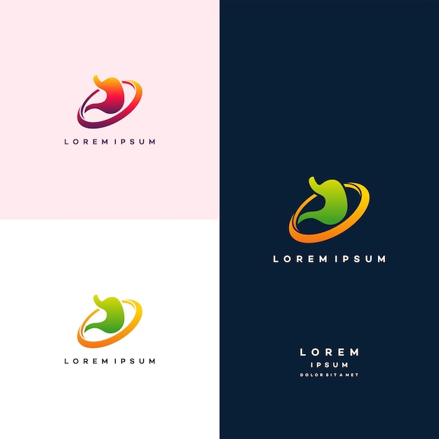 Vector de concepto de diseños de logotipo de estómago, diseños de logotipo de escudo de estómago, inspiración de logotipo de protección de estómago