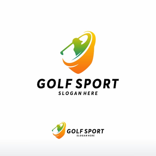 Vector de concepto de diseños de logotipo de golf sport moderno, logotipo de gold club con escudo