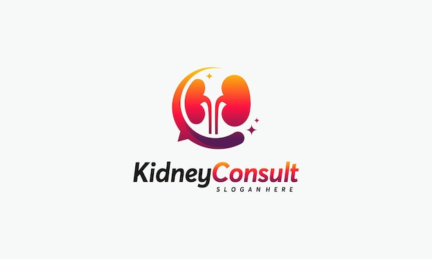 Vector de concepto de diseños de logotipo de Kidney Consult, plantilla de logotipo de Kidney Healthcare