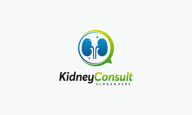 Vector de concepto de diseños de logotipo de Kidney Consult, plantilla de logotipo de Kidney Healthcare