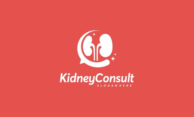 Vector de concepto de diseños de logotipo de Kidney Consult, plantilla de logotipo de Kidney Healthcare