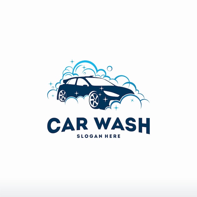 Vector de concepto de diseños de logotipo de lavado de coches, plantilla de logotipo de limpieza automotriz