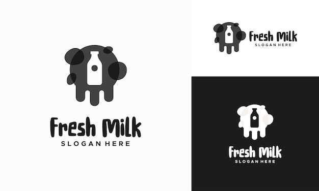 Vector de concepto de diseños de logotipo de leche fresca, Ilustración de vector de plantilla de logotipo de leche saludable