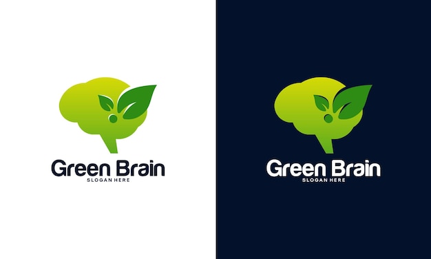 Vector de concepto de diseños de logotipo de Nature Brain, plantilla de logotipo de Nature Mind