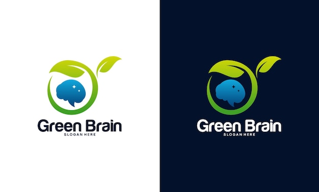 Vector de concepto de diseños de logotipo de Nature Brain, plantilla de logotipo de Nature Mind