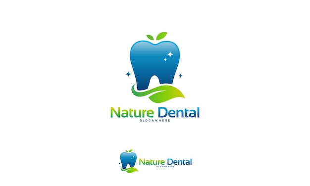 Vector de concepto de diseños de logotipo de nature dental, plantilla de logotipo de clínica dental