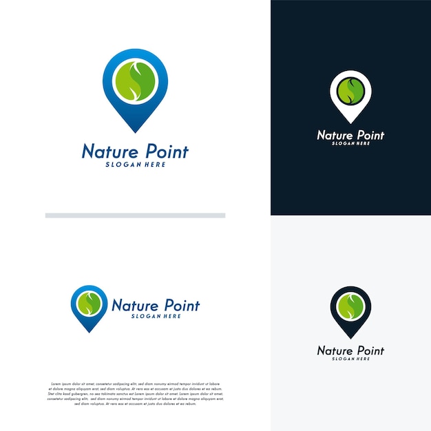 Vector de concepto de diseños de logotipo de Nature Point, símbolo del logotipo de Green Place