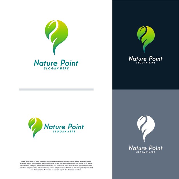 Vector de concepto de diseños de logotipo de nature point, símbolo del logotipo de green place