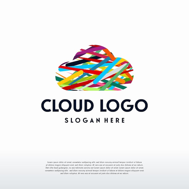 Vector de concepto de diseños de logotipo de nube colorido abstracto