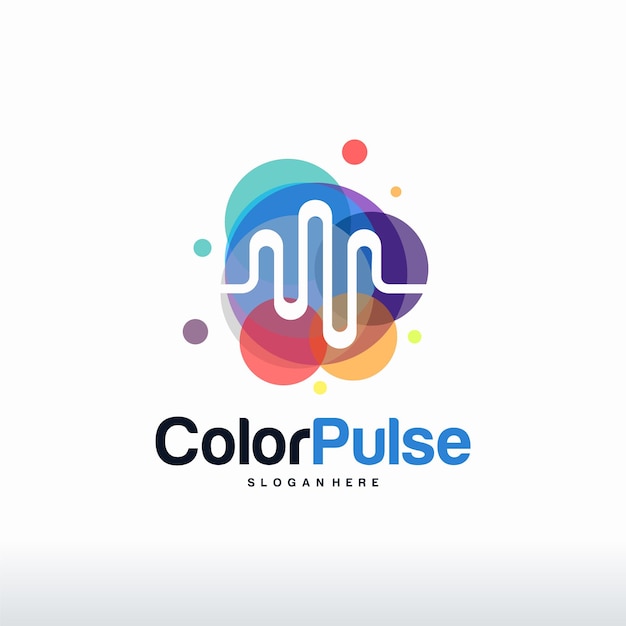 Vector de concepto de diseños de logotipo de pulso colorido, símbolo de logotipo de Vibe, plantilla de logotipo de audio colorido