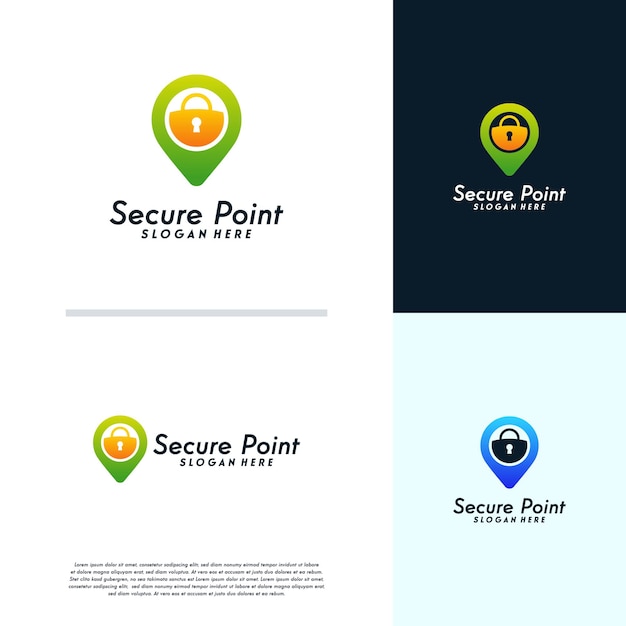 Vector de concepto de diseños de logotipo de secure point, símbolo del logotipo de protect place