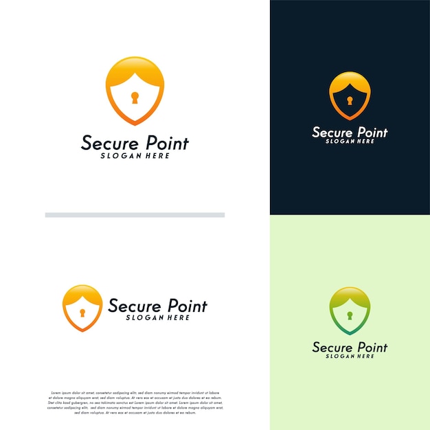 Vector de concepto de diseños de logotipo de secure point, símbolo del logotipo de protect place