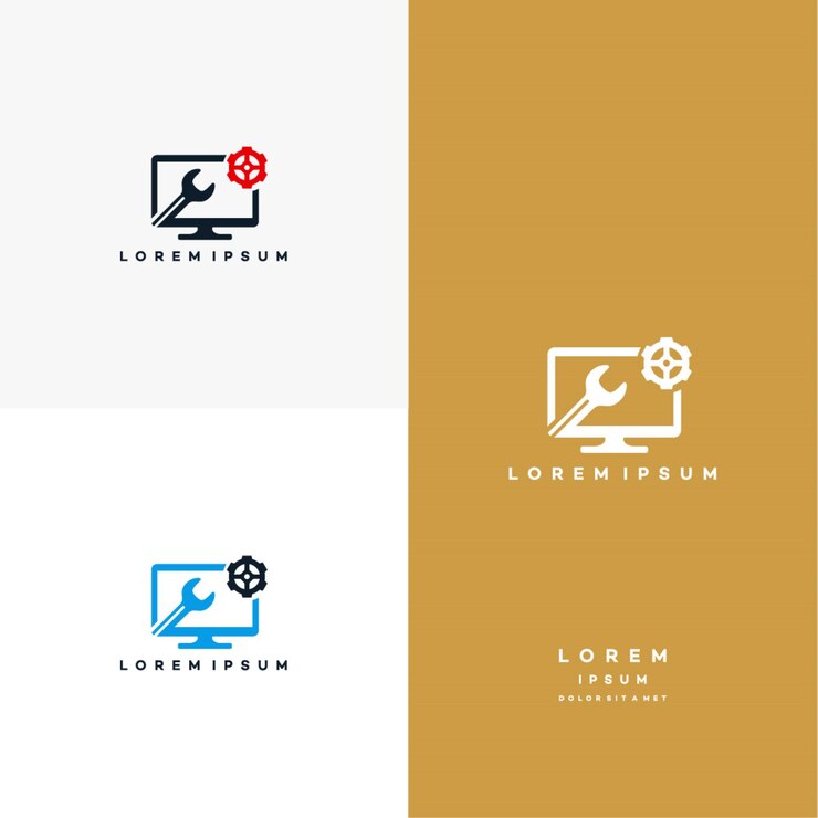Vector vector de concepto de diseños de logotipo de servicio informático