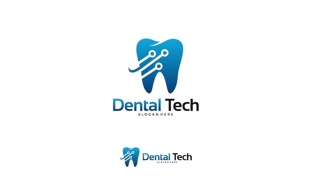 Vector de concepto de diseños de logotipo de tecnología dental, plantilla de diseños de logotipo dental