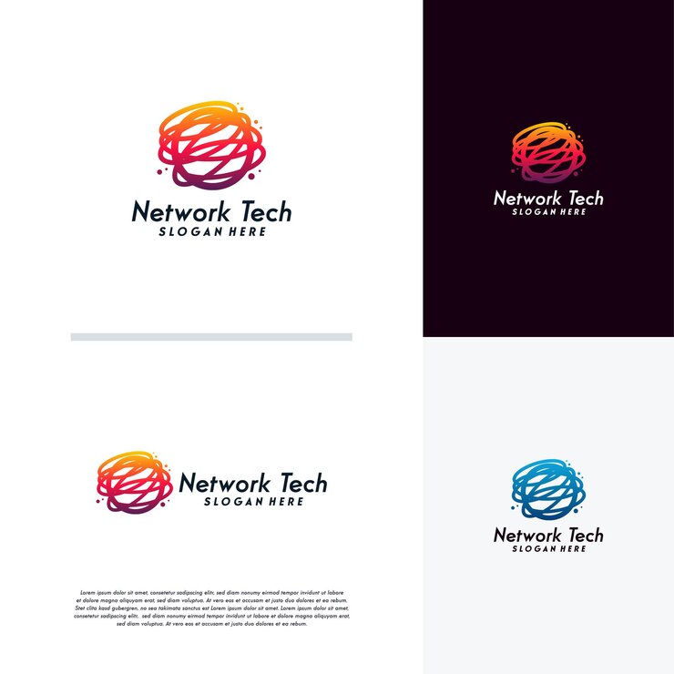 Vector vector de concepto de diseños de logotipo de tecnología de píxeles, símbolo de logotipo de red de internet, logotipo de cable digital