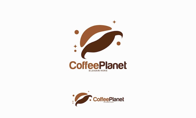 Vector de concepto de diseños de logotipos de coffee planet, diseños de logotipos de coffee place