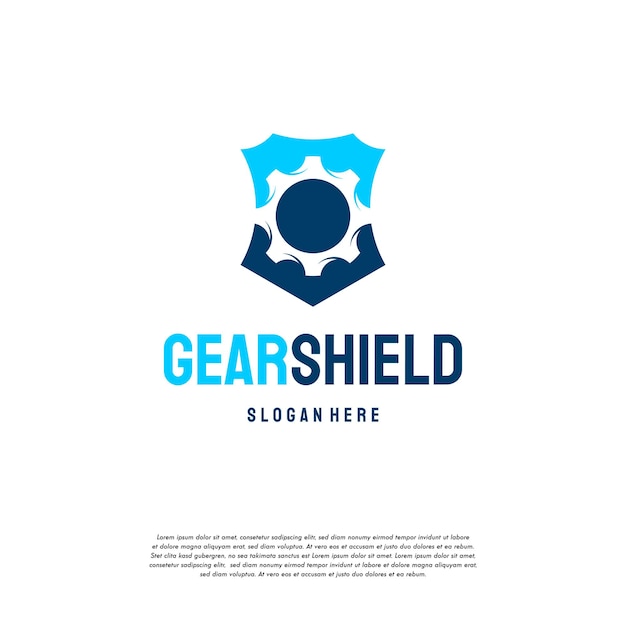 Vector vector de concepto de diseños de logotipos mecánicos, plantilla de diseños de logotipos gear shield security