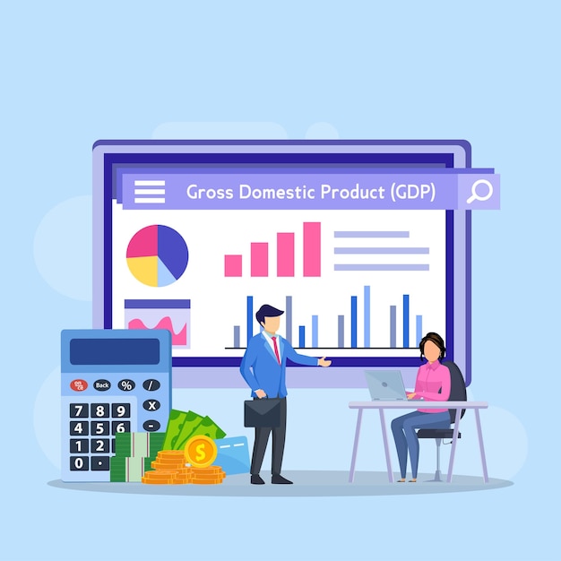 Vector de concepto de estadística de producto interno bruto o PIB