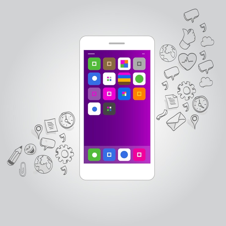 Vector vector de concepto del icono de la función del teléfono inteligente