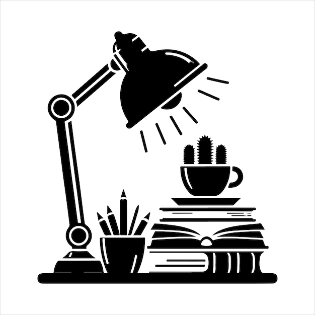 Vector de concepto de lámpara de escritorio lámpara de estudio lámpara de dormitorio lámpara de mesa ilustración de silueta vectorial