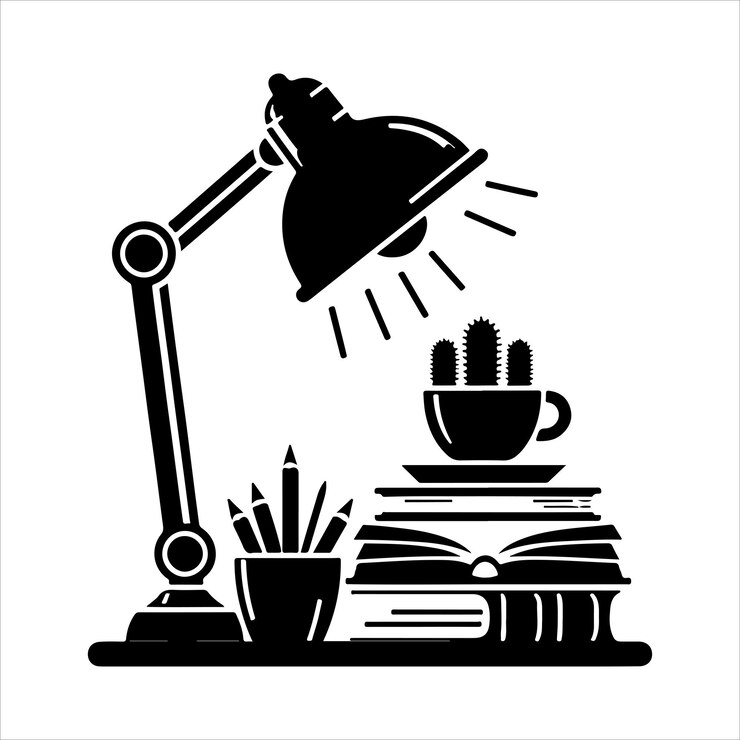Vector vector de concepto de lámpara de escritorio lámpara de estudio lámpara de dormitorio lámpara de mesa ilustración de silueta vectorial
