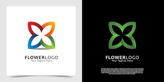 Vector de concepto de logotipo creativo minimalista de letra X colorida Logotipo de flor abstracto