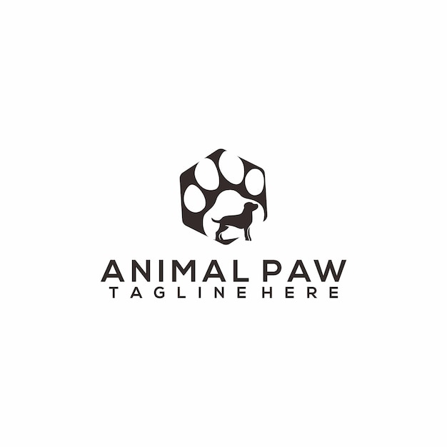 Vector de concepto de logotipo de pata de animal aislado en fondo blanco