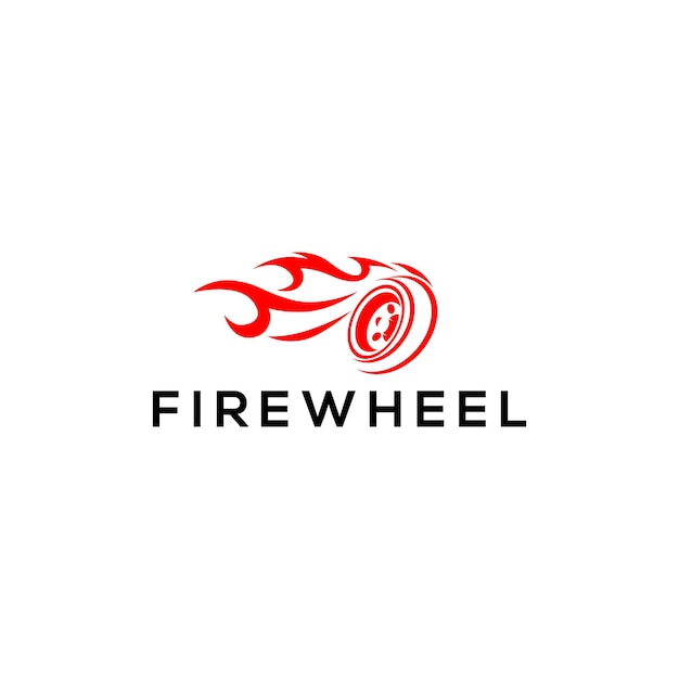 Vector de concepto de logotipo de ruedas de fuego logotipo de velocidad con fuego y rueda