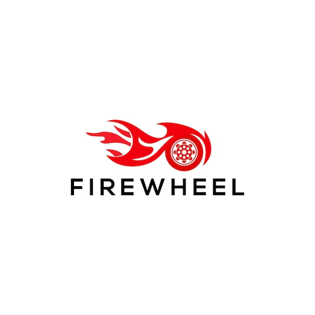 Vector de concepto de logotipo de ruedas de fuego Logotipo de velocidad con fuego y rueda