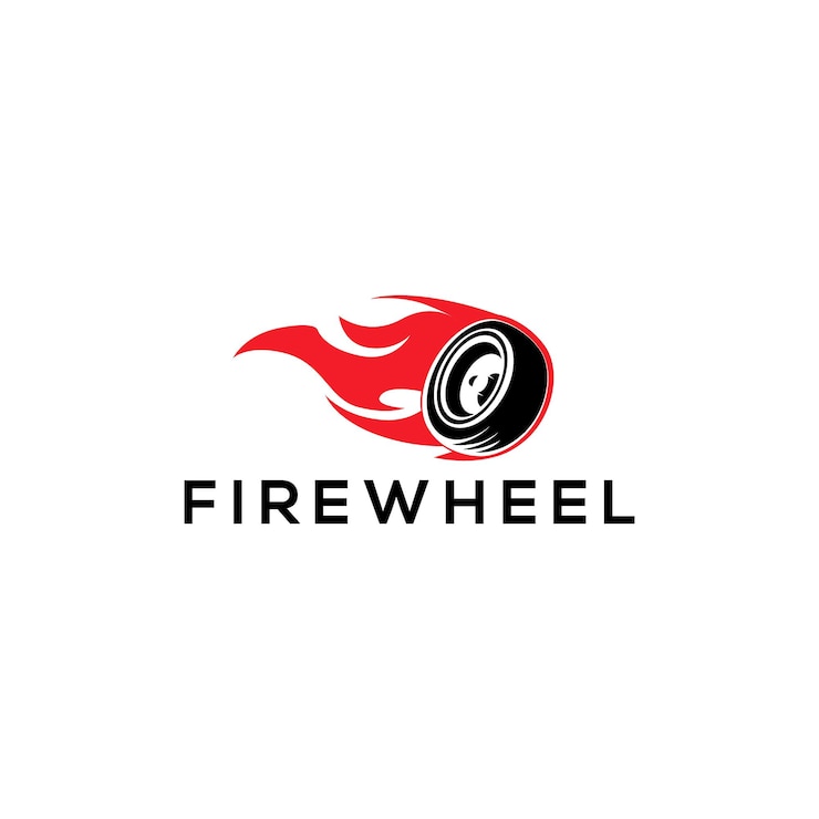 Vector vector de concepto de logotipo de ruedas de fuego logotipo de velocidad con fuego y rueda