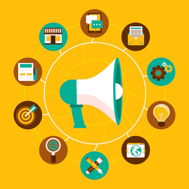 Vector concepto de marketing de internet en estilo plano