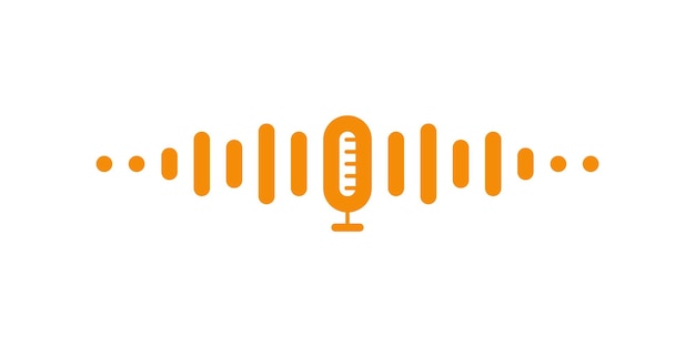 Vector de concepto de micrófono de podcast Equalizador de ondas de sonido Diseño del logotipo Premium Vector