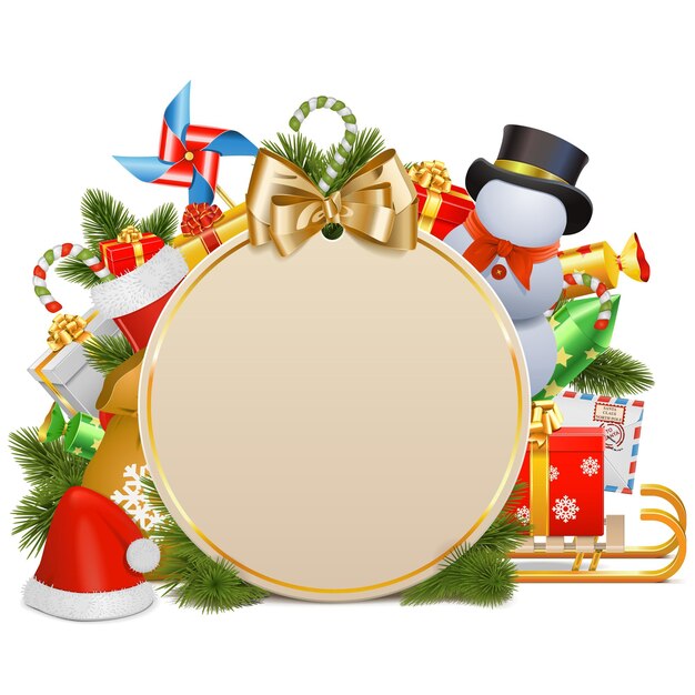 Vector concepto de Navidad con adornos aislado sobre fondo blanco.