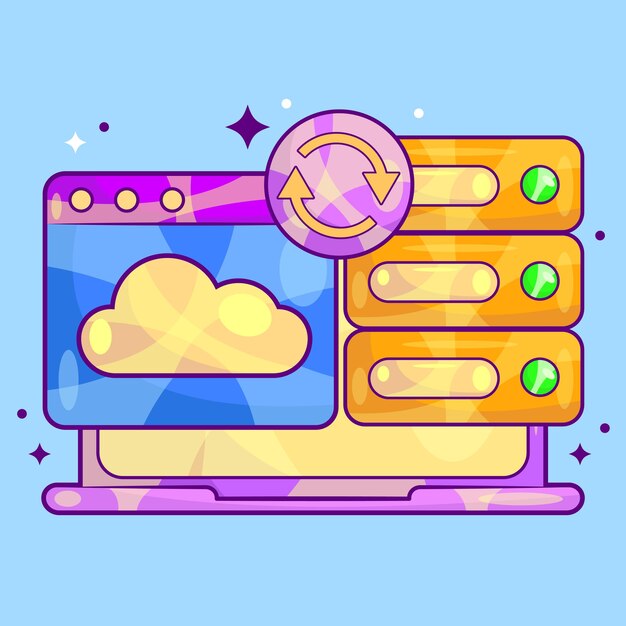 Vector de concepto de servidor de base de datos en la nube