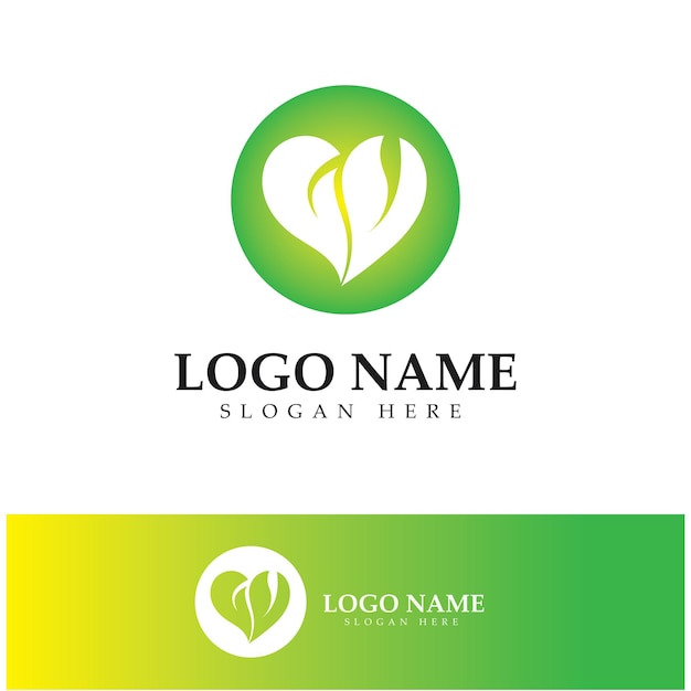 Vector de concepto de vector de logotipo de hoja verde de amor