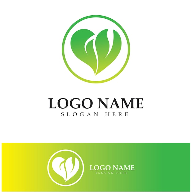 Vector de concepto de vector de logotipo de hoja verde de amor