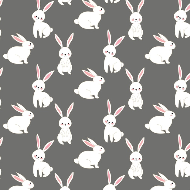 Vector conejo lindo dibujos animados patrón sin costuras fondo animal